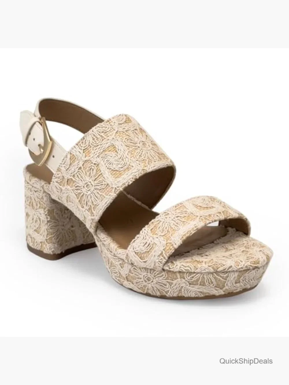 Platform Heeled Sandal with Memory Foam Insole, Adjustable Buckle